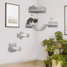 PawHut4 Piece Cat Wall Shelves
