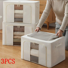 3PCS Clothes Storage Bags Zipped Organizer Underbed Wardrobe Cube Closet Boxes