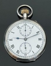 Lemania Solid Silver Chronograph Pocket Watch