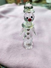 Small Glass Snowman with Red Nose and Coloured Hat Christmas Ornament