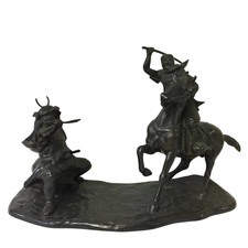 Japanese Bronze Samurai Battle