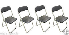 4x PADDED METAL FOLDING CHAIRS PARTIES OFFICES SCHOOLS - BLACK SET OF 4