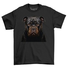 XL Bully Dog T-Shirt Detailed Face XL Bully 100% Cotton Black Shirt Custom Print