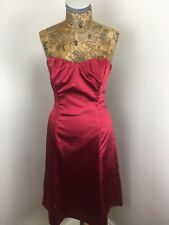 COAST DRESS SATIN Rich Red structured Midi Short FORMAL UK 10 stretchy strapless