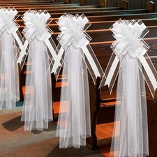 4Pcs Wedding Pew Bows Church Aisle Decoration for Anniversary Church Wedding