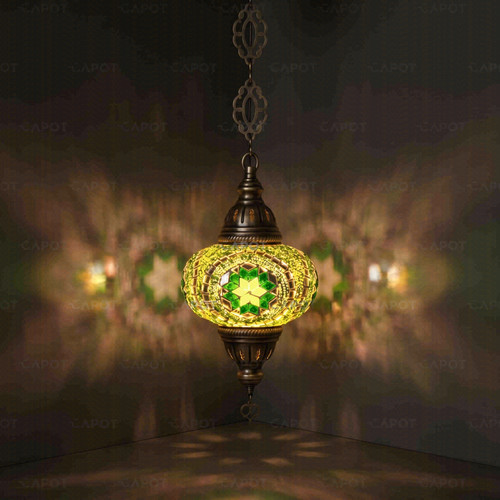 Green turkish mosaic hanging - turkish,
