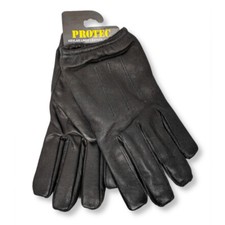 Protec slash resistant black leather gloves made with dupont kevlar lining