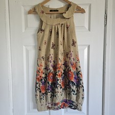 Pussycat London Beige Floral Butterfly Dress Size Small