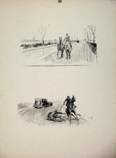 Original Old Antique Print Leicetershire Roads Drawing By Lionel Edwards