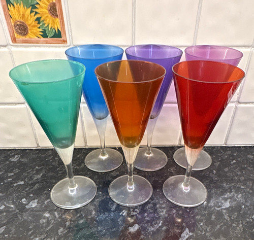 6pc coloured wine glasses - ,