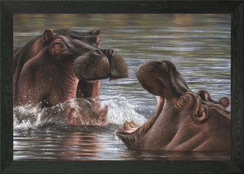 Hippos framed wall art poster - wall,