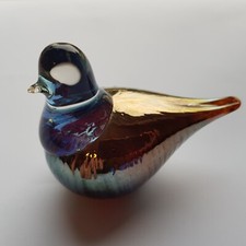 Studio Glass Bird Figurine hand blown finch VTG Finland Nordic design art lustre