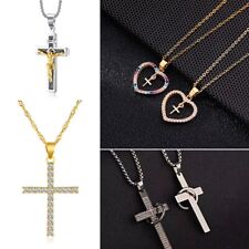 1, 2 Pieces Women Ladies Cross Chain Necklace Pendant Gothic Jesus Chain Jewelry