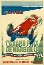Race car Deco 1er Grand Prix de Marseille Classic Poster Print
