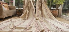 SILK EMBROIDERED FLORAL CURTAINS CLIMBING LEAF 106" DROP BY 50" WIDTH