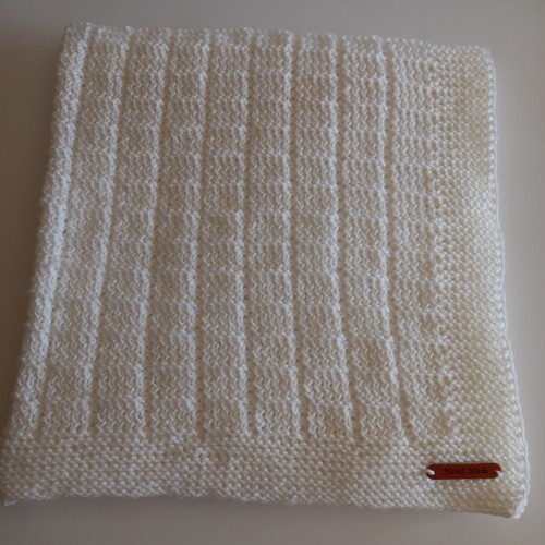 White baby blanket - white, hand
