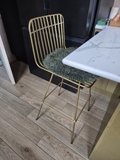 Rockett St George Gold Finish Bar Stool & Real Sheepskin Seat Pad