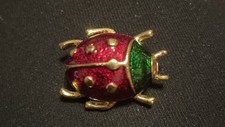 Vintage 80s Enamel Red/gold