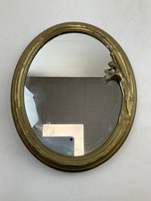 Antique Style Oval Mirror With Brass Frame Art Nouveau Design