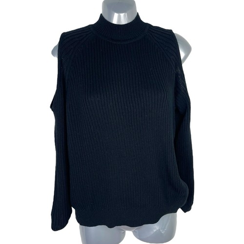 Divided black ribbed - ribbed, jumper