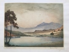1900 Antique Print; Evening at Snowdon, Wales, Artist Proof by Francis Wells