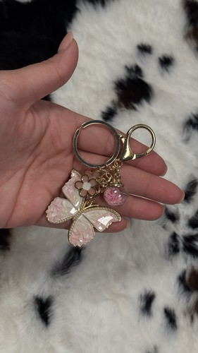 Pink butterfly keychain cute - pink,