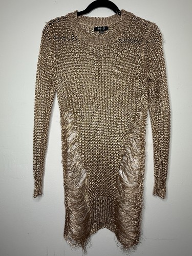 Gold mesh dress - dress, small