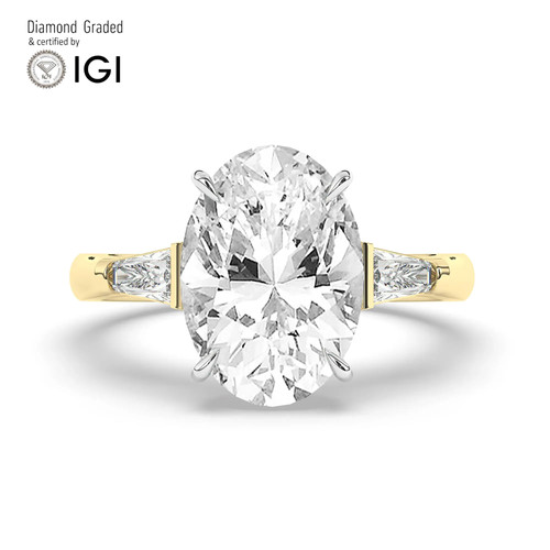 Oval diamond trilogy ring 14k - oval,
