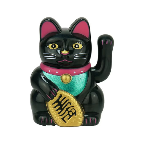 Large black lucky cat solar - cat,