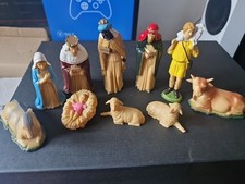 Vintage Nativity Set 10 Piece Plastic Figures