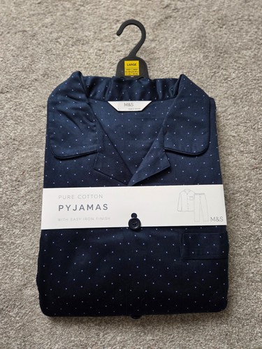 Mens navy cotton - mens, polka