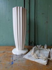 Scarce MCM Tall Cream Beswick Ware Reeded Vase 1184 Retro Vtg 29.3cm Tall Mantle