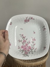 Vintage Bernardaud Limoges France Pink Floral Porcelain Serving Bowl Square Dish