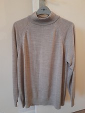 Vintage Woolworths Courtelle Taupe Turtleneck Jumper Size Large