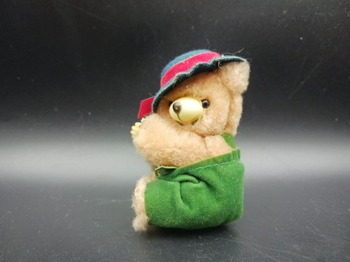 Plush 1980s clip on bear - 3",