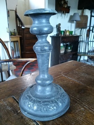 Antique pewter candlestick - pewter,