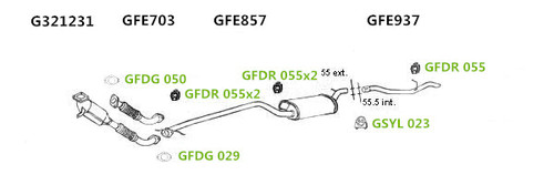 Exhaust silencer centre - exhaust,