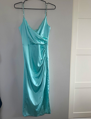 Polly blue satin midi - satin,