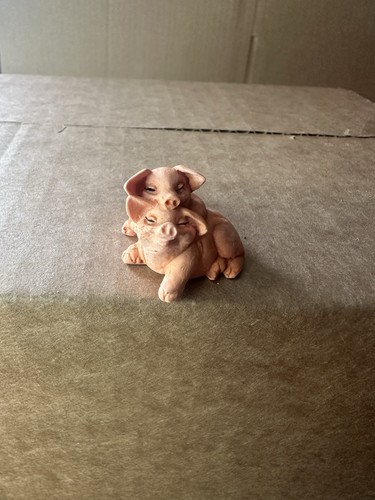 Vintage pink pigs miniature - ,