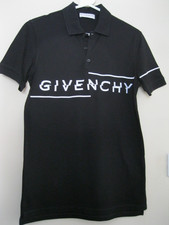 Givenchy Polo Shirt S black + white stitched Logo short sleeve Top 18.5" pit