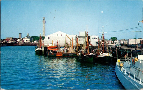 Postcard fishing boats town - postcard,