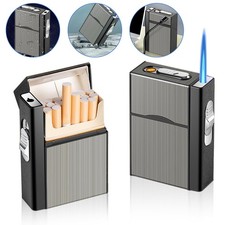 Metal Cigarette Case with Lighter USB Electronic Lighter Dampproof Cigarette Box