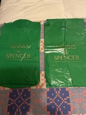 16 Green M&S Vintage Carrier Bags. 12+4 Of 2 Designs. A8