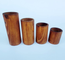 Wooden Candle Holders, Set of 4 Round in Various Sizes -Tea Light Holders,Brown