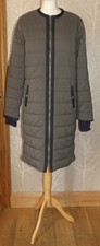 BODEN "WOLLSTONECRAFT" KHAKI & NAVY QUILTED PUFFER LONGLINE COAT UK 14