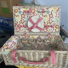 Picnic Basket With Plates Glasses Serviettes Salt And Bottle Opener