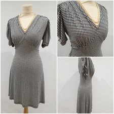 Vintage 1940s Style Dogtooth Stretchy Swing Dress Size UK 12 GOODWOOD 