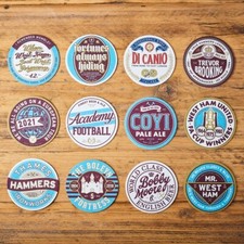12 West Ham United Football Beer Mat Coasters Retro Gift Present Pack - New