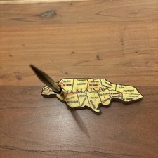 Vintage Wooden Pen Holder Jamaica Map shape Made in Jamaica by S.N. Kraft Ltd.