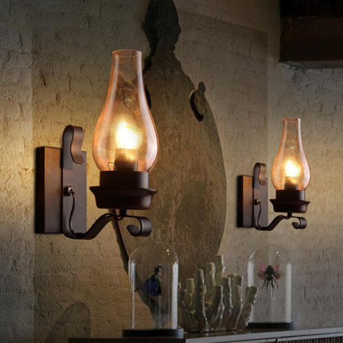 Rustic vintage wall sconce - wall, set